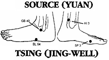 Diagram showing source and tsing points of the wrists and ankles. - Copyright – Stock Photo / Register Mark