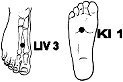 Acupuncture points of the foot for treating chronic pain. - Copyright – Stock Photo / Register Mark