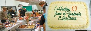 AOMA's alumni reunion buffet dinner and a cake commemorating the academy's 10th anniversary. - Copyright – Stock Photo / Register Mark