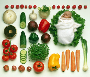 baby and vegetable - Copyright – Stock Photo / Register Mark